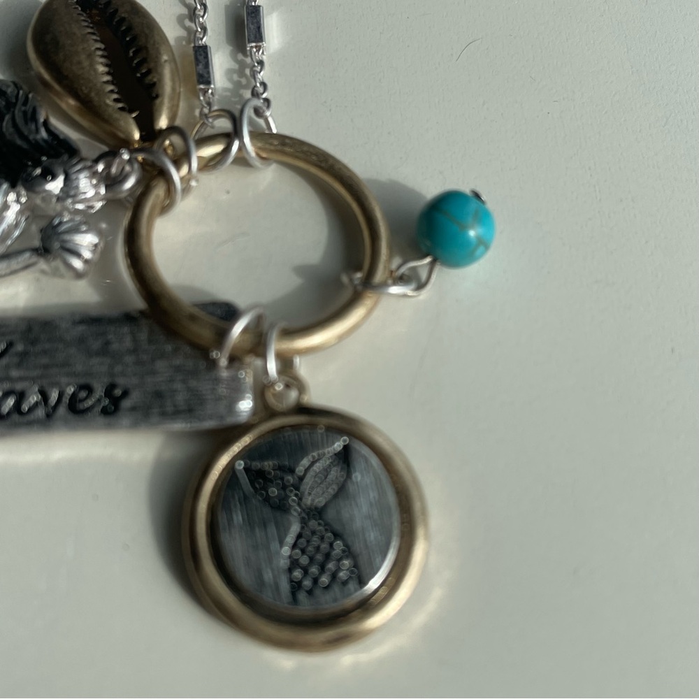 Silver tone Mermaid Charm Necklace - Picture 3 of 5
